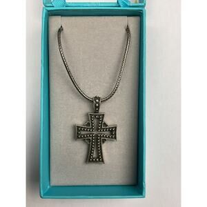 Halle Joy Celtic Cross Necklace New In Box silver toned large cross fashion